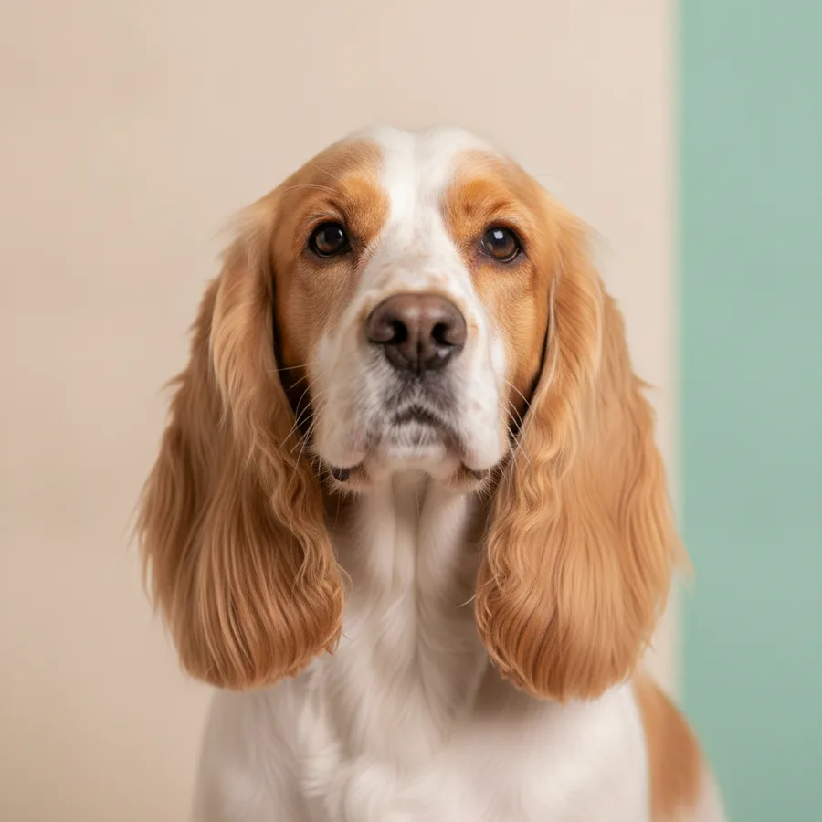 A joyful cocker spaniel with silky, freshly groomed ears
